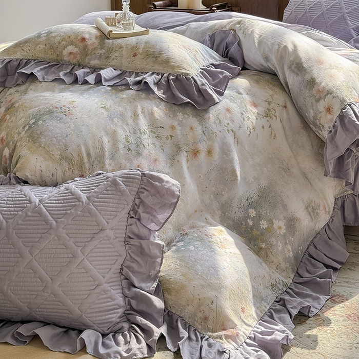 91家纺网 家纺一手货源 找家纺 （总）胜权家纺 2025新款全棉纯棉数码印花双层纱床盖单品