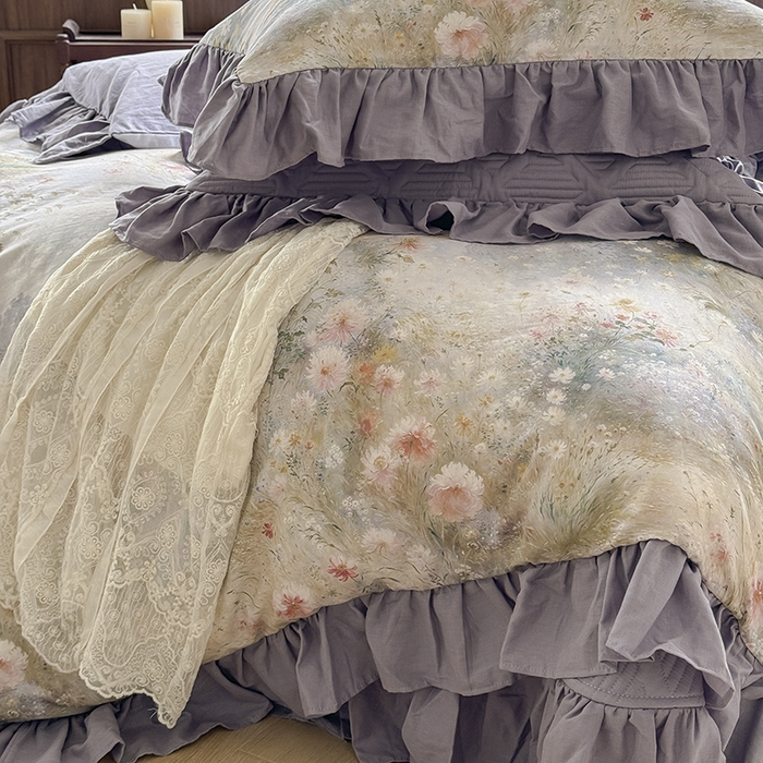 91家纺网 家纺一手货源 找家纺 （总）胜权家纺 2025新款全棉纯棉数码印花双层纱床盖单品