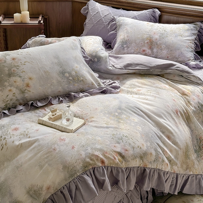 91家纺网 家纺一手货源 找家纺 （总）胜权家纺 2025新款全棉纯棉数码印花双层纱床盖单品