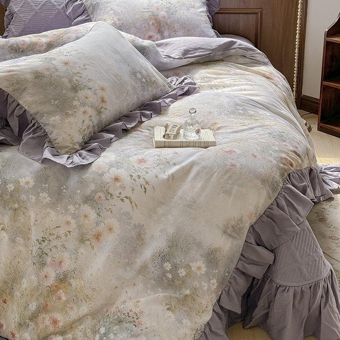 91家纺网 家纺一手货源 找家纺 （总）胜权家纺 2025新款全棉纯棉数码印花双层纱床盖单品