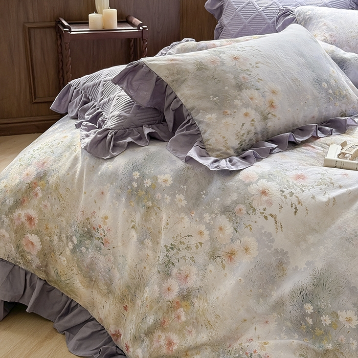 91家纺网 家纺一手货源 找家纺 （总）胜权家纺 2025新款全棉纯棉数码印花双层纱床盖单品