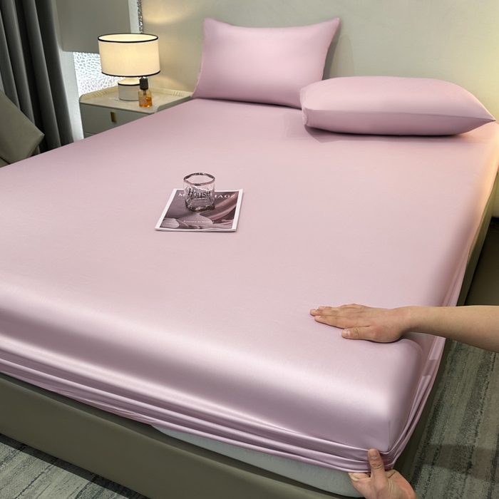 91家纺网 家纺一手货源 找家纺 菲梵家纺 2025新款纯色60支莱赛尔天丝单品系列-单床笠（提供买家秀） 莱特粉