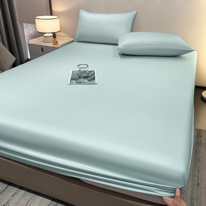 91家纺网 家纺一手货源 找家纺 菲梵家纺 2025新款纯色60支莱赛尔天丝单品系列-单床笠（提供买家秀） 薄荷绿