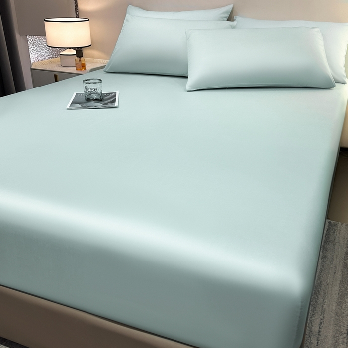 91家纺网 家纺一手货源 找家纺 菲梵家纺 2025新款纯色60支莱赛尔天丝单品系列-单床笠（提供买家秀） 薄荷绿