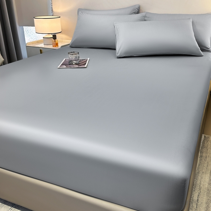 91家纺网 家纺一手货源 找家纺 菲梵家纺 2025新款纯色60支莱赛尔天丝单品系列-单床笠（提供买家秀） 北极灰