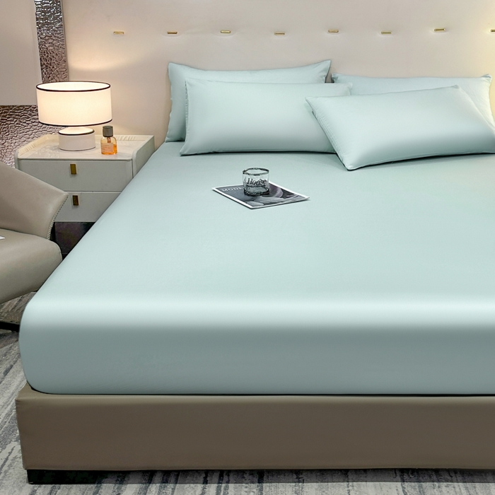 91家纺网 家纺一手货源 找家纺 菲梵家纺 2025新款纯色60支莱赛尔天丝单品系列-单床笠（提供买家秀） 薄荷绿