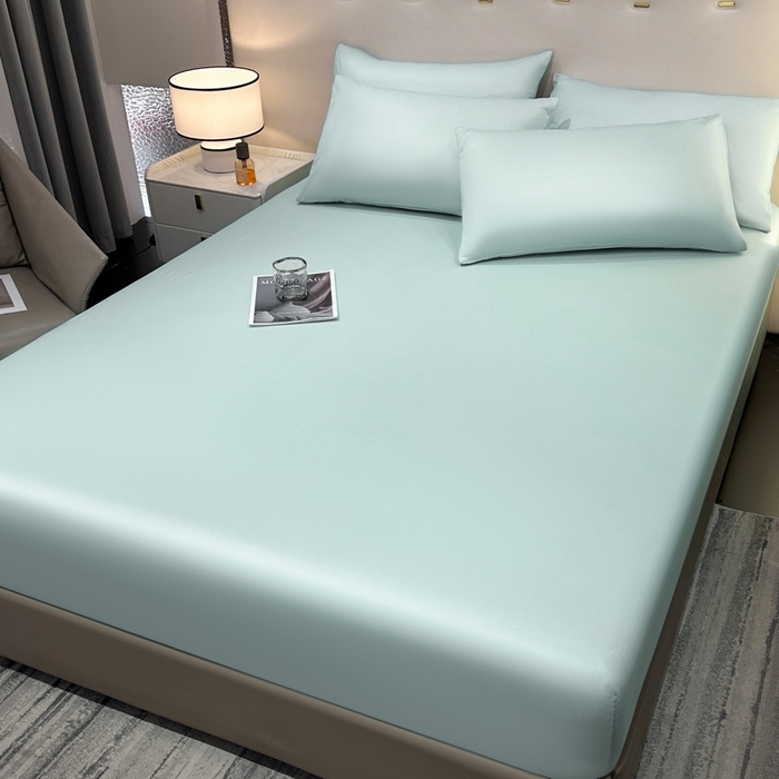 91家纺网 家纺一手货源 找家纺 菲梵家纺 2025新款纯色60支莱赛尔天丝单品系列-单床笠（提供买家秀） 薄荷绿