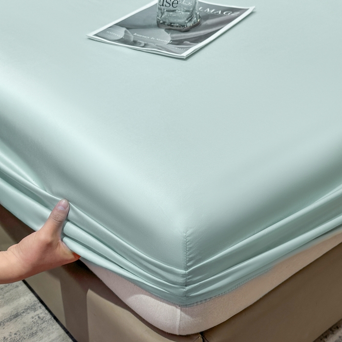 91家纺网 家纺一手货源 找家纺 菲梵家纺 2025新款纯色60支莱赛尔天丝单品系列-单床笠（提供买家秀） 薄荷绿