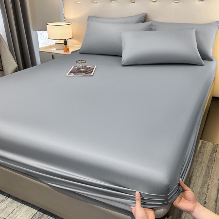 91家纺网 家纺一手货源 找家纺 菲梵家纺 2025新款纯色60支莱赛尔天丝单品系列-单床笠（提供买家秀） 北极灰