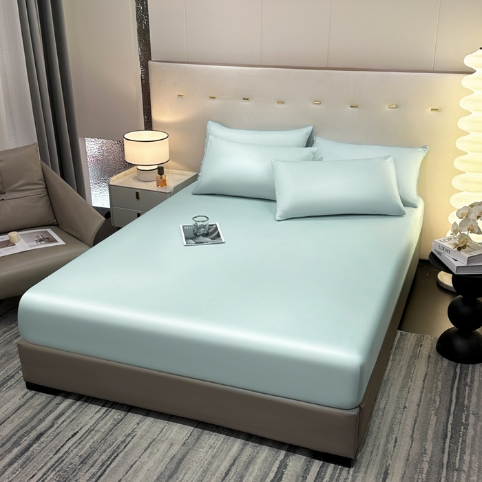 91家纺网 家纺一手货源 找家纺 菲梵家纺 2025新款纯色60支莱赛尔天丝单品系列-单床笠（提供买家秀） 薄荷绿