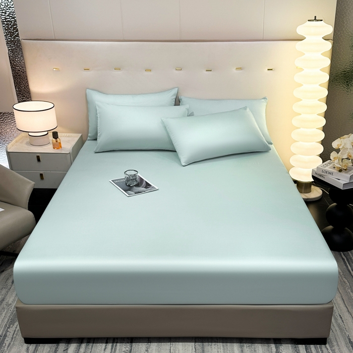 91家纺网 家纺一手货源 找家纺 菲梵家纺 2025新款纯色60支莱赛尔天丝单品系列-单床笠（提供买家秀） 薄荷绿