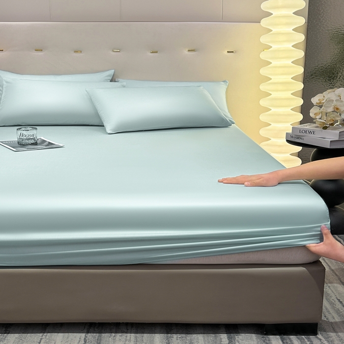 91家纺网 家纺一手货源 找家纺 菲梵家纺 2025新款纯色60支莱赛尔天丝单品系列-单床笠（提供买家秀） 薄荷绿