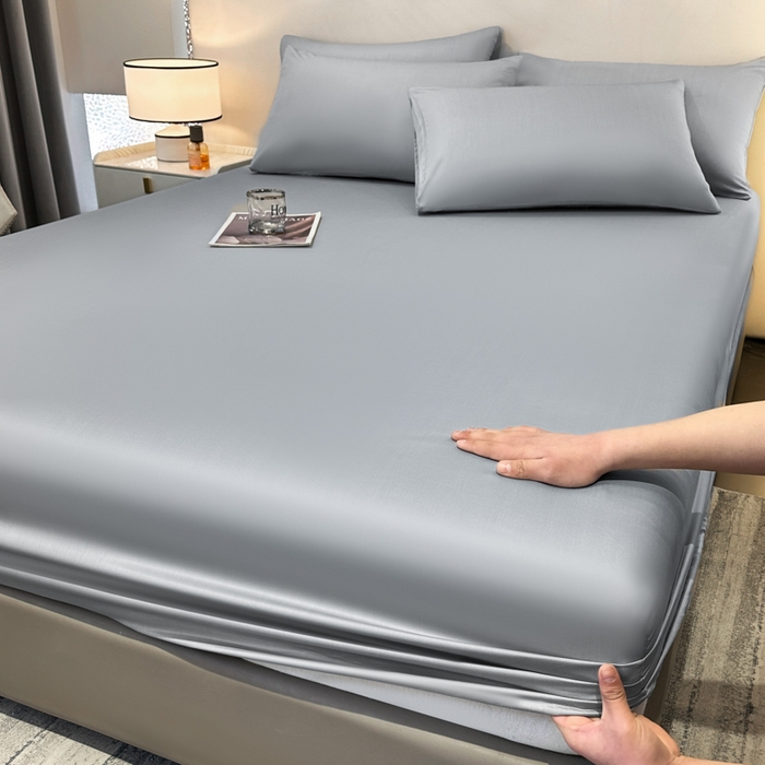 91家纺网 家纺一手货源 找家纺 菲梵家纺 2025新款纯色60支莱赛尔天丝单品系列-单床笠（提供买家秀） 北极灰