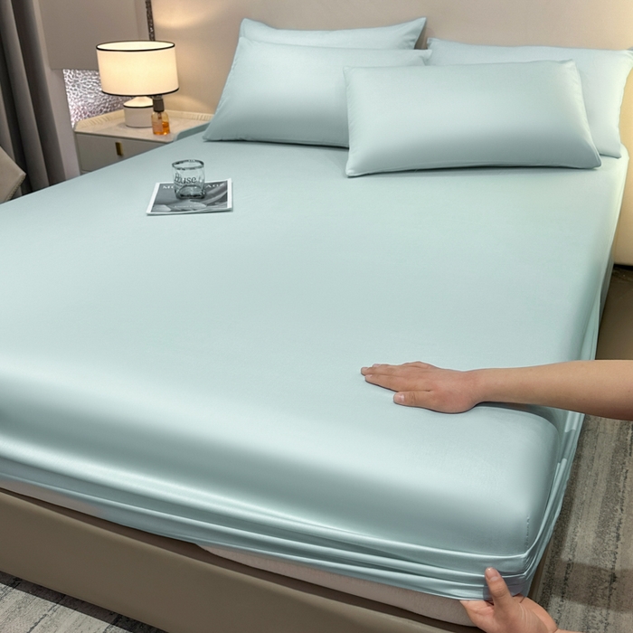 91家纺网 家纺一手货源 找家纺 菲梵家纺 2025新款纯色60支莱赛尔天丝单品系列-单床笠（提供买家秀） 薄荷绿