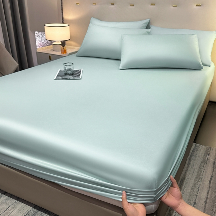 91家纺网 家纺一手货源 找家纺 菲梵家纺 2025新款纯色60支莱赛尔天丝单品系列-单床笠（提供买家秀） 薄荷绿