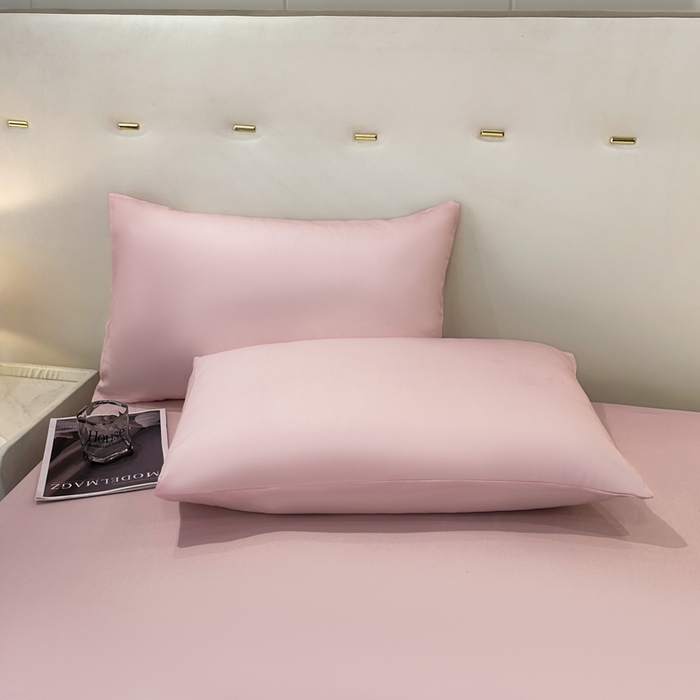 91家纺网 家纺一手货源 找家纺 菲梵家纺 2025新款纯色60支莱赛尔天丝单品系列-单床笠（提供买家秀） 水蜜粉