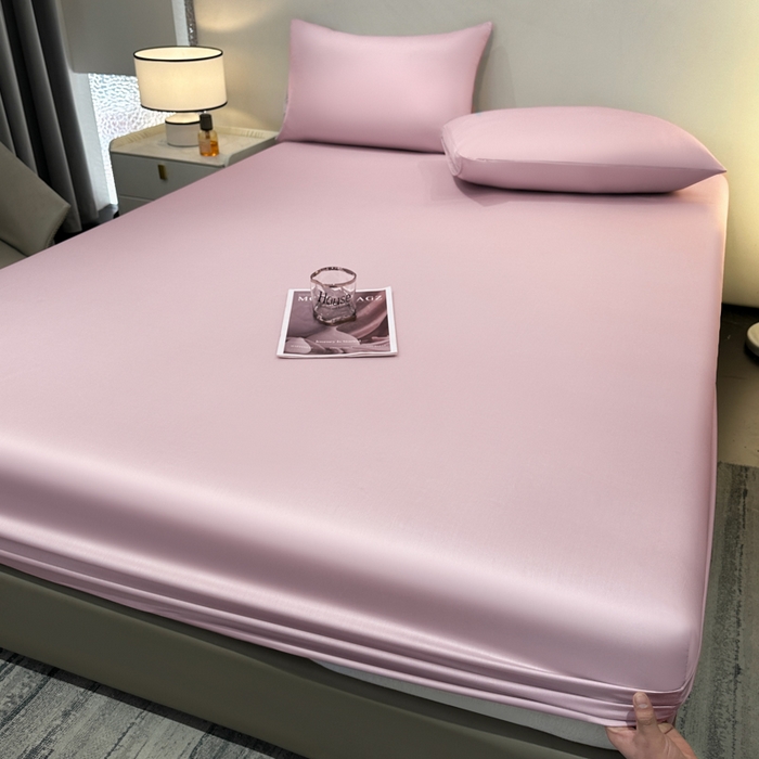 91家纺网 家纺一手货源 找家纺 菲梵家纺 2025新款纯色60支莱赛尔天丝单品系列-单床笠（提供买家秀） 莱特粉