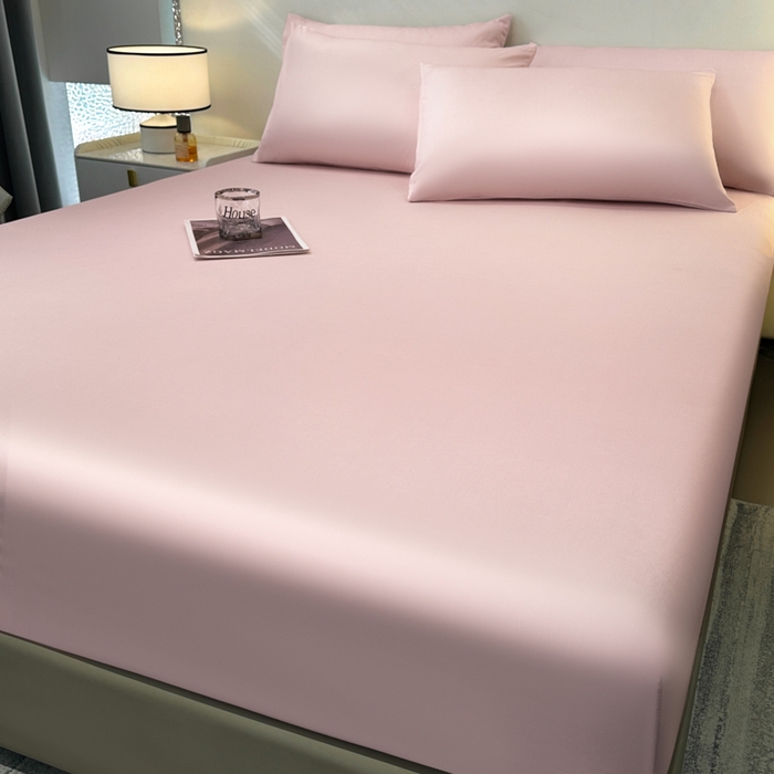 91家纺网 家纺一手货源 找家纺 菲梵家纺 2025新款纯色60支莱赛尔天丝单品系列-单床笠（提供买家秀） 水蜜粉