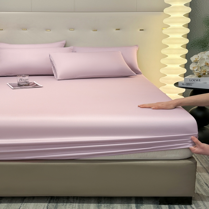 91家纺网 家纺一手货源 找家纺 菲梵家纺 2025新款纯色60支莱赛尔天丝单品系列-单床笠（提供买家秀） 莱特粉