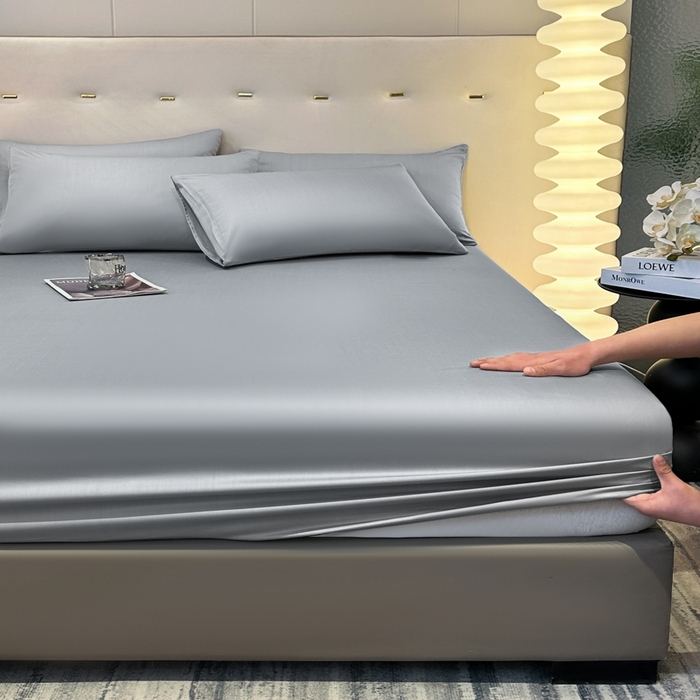 91家纺网 家纺一手货源 找家纺 菲梵家纺 2025新款纯色60支莱赛尔天丝单品系列-单床笠（提供买家秀） 北极灰