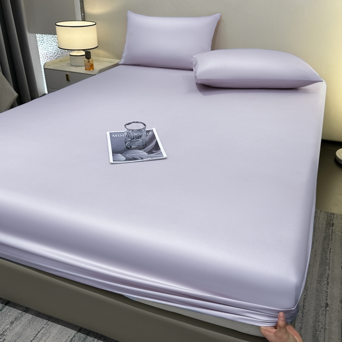 91家纺网 家纺一手货源 找家纺 菲梵家纺 2025新款纯色60支莱赛尔天丝单品系列-单床笠（提供买家秀） 暮光紫