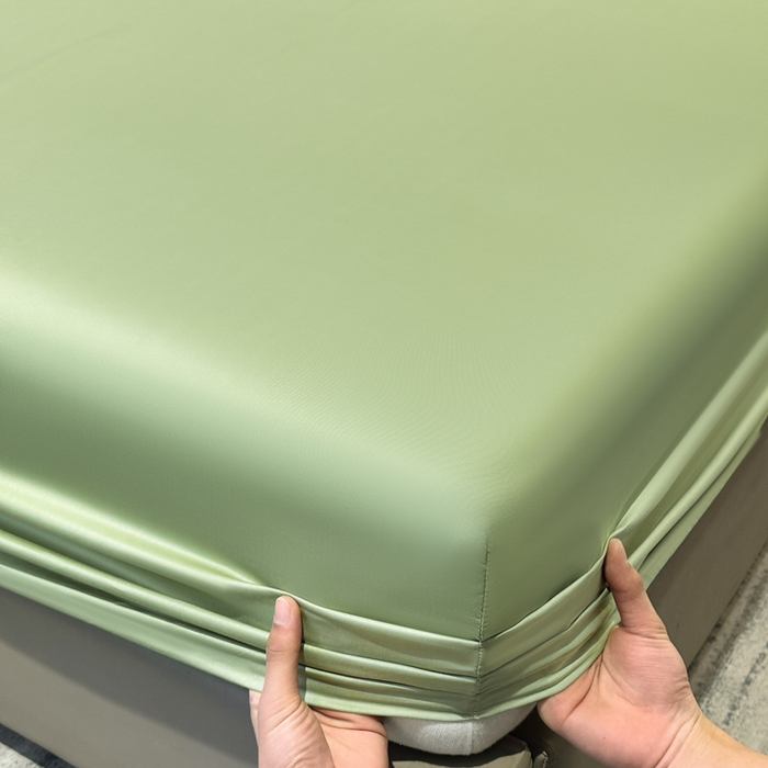 91家纺网 家纺一手货源 找家纺 菲梵家纺 2025新款纯色60支莱赛尔天丝单品系列-单床笠（提供买家秀） 柳叶青