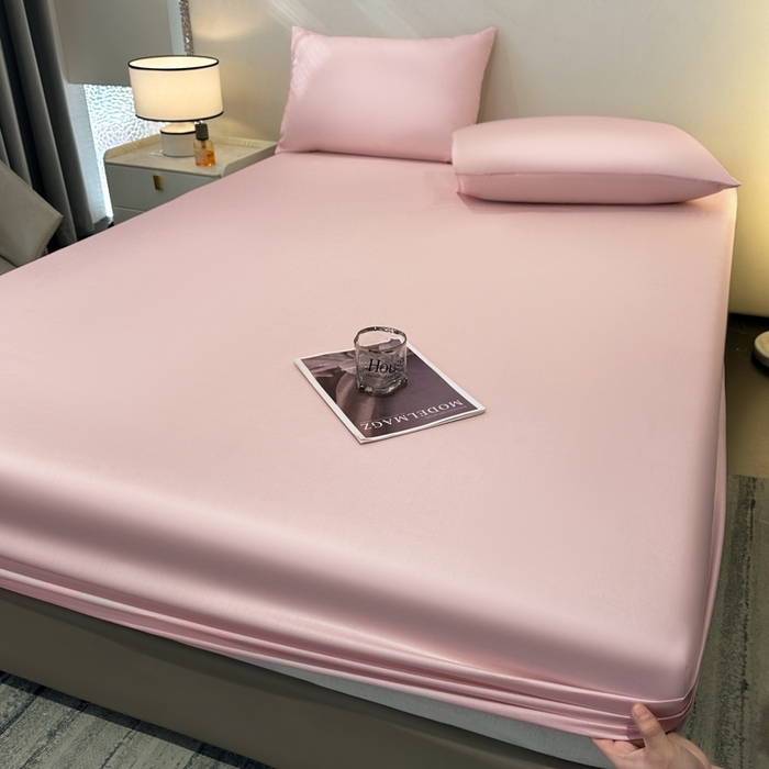 91家纺网 家纺一手货源 找家纺 菲梵家纺 2025新款纯色60支莱赛尔天丝单品系列-单床笠（提供买家秀） 水蜜粉