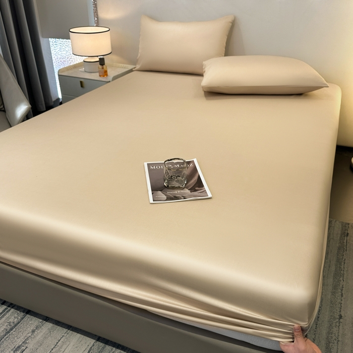 91家纺网 家纺一手货源 找家纺 菲梵家纺 2025新款纯色60支莱赛尔天丝单品系列-单床笠（提供买家秀） 香槟金