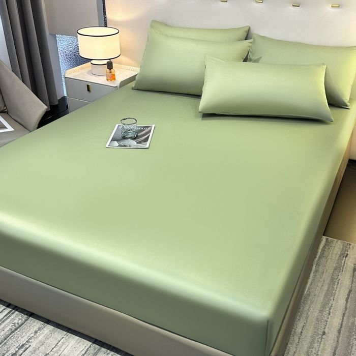 91家纺网 家纺一手货源 找家纺 菲梵家纺 2025新款纯色60支莱赛尔天丝单品系列-单床笠（提供买家秀） 柳叶青