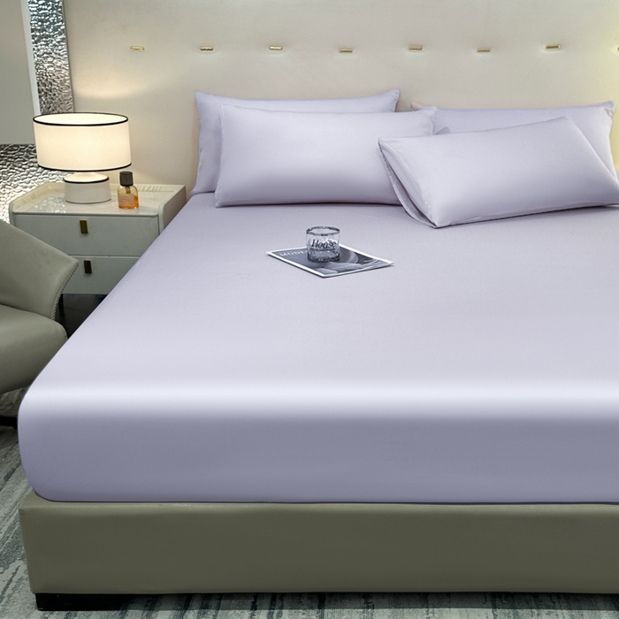 91家纺网 家纺一手货源 找家纺 菲梵家纺 2025新款纯色60支莱赛尔天丝单品系列-单床笠（提供买家秀） 暮光紫