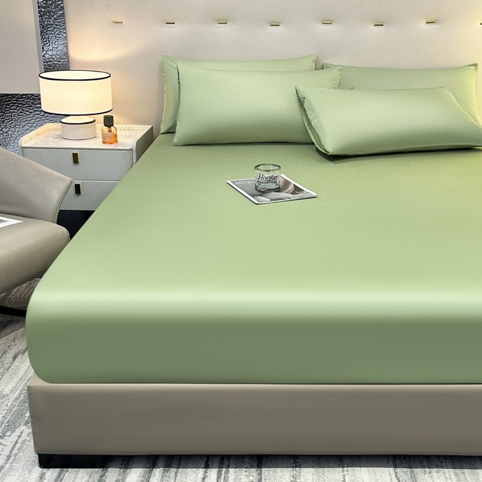 91家纺网 家纺一手货源 找家纺 菲梵家纺 2025新款纯色60支莱赛尔天丝单品系列-单床笠（提供买家秀） 柳叶青