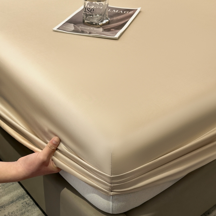 91家纺网 家纺一手货源 找家纺 菲梵家纺 2025新款纯色60支莱赛尔天丝单品系列-单床笠（提供买家秀） 香槟金