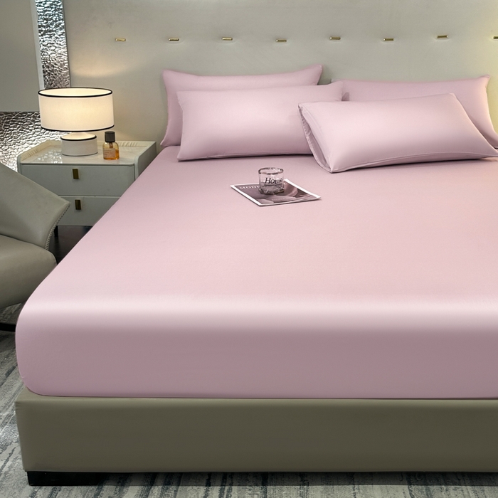 91家纺网 家纺一手货源 找家纺 菲梵家纺 2025新款纯色60支莱赛尔天丝单品系列-单床笠（提供买家秀） 莱特粉