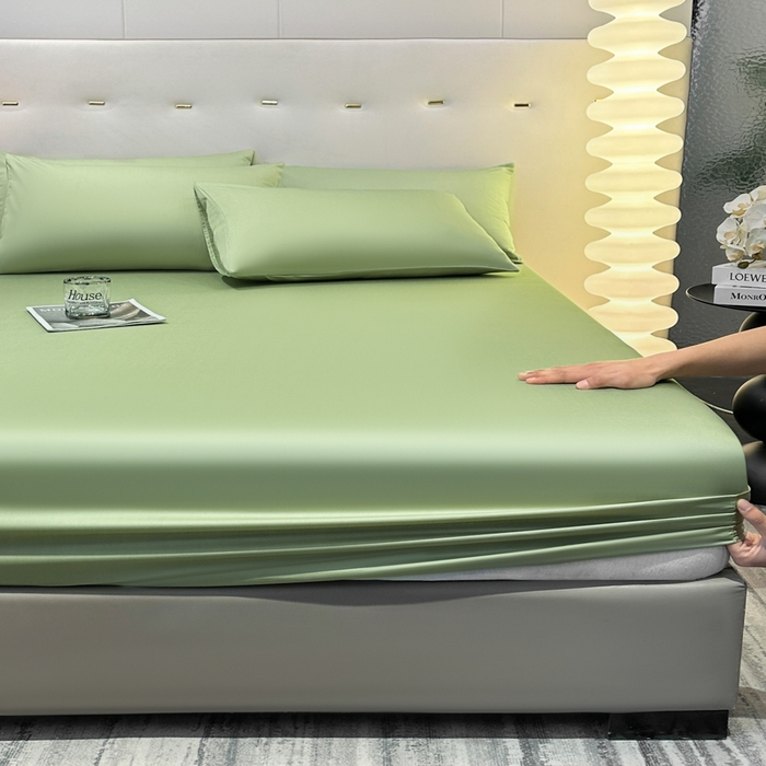 91家纺网 家纺一手货源 找家纺 菲梵家纺 2025新款纯色60支莱赛尔天丝单品系列-单床笠（提供买家秀） 柳叶青