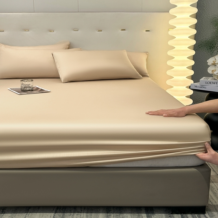 91家纺网 家纺一手货源 找家纺 菲梵家纺 2025新款纯色60支莱赛尔天丝单品系列-单床笠（提供买家秀） 香槟金