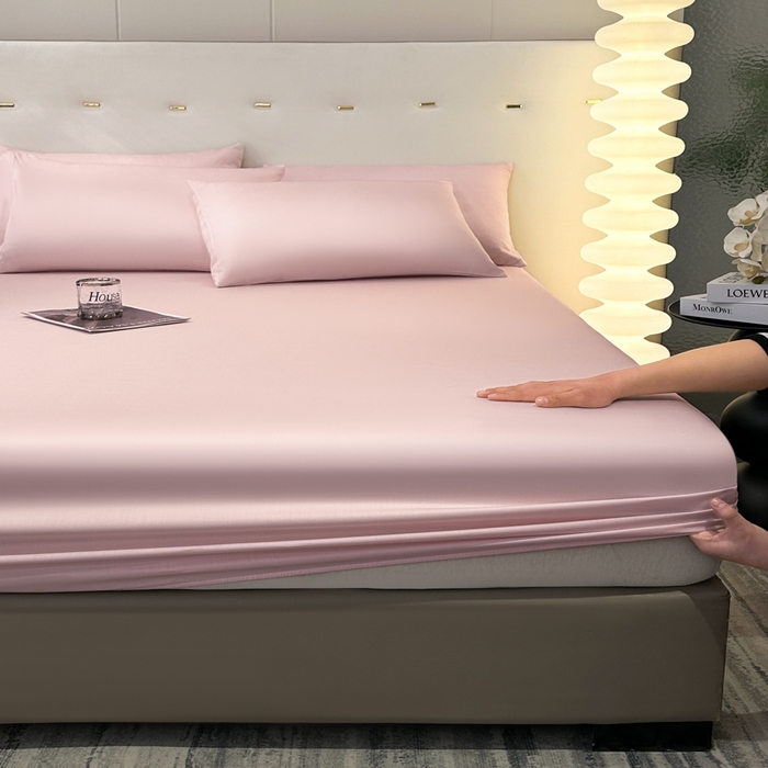 91家纺网 家纺一手货源 找家纺 菲梵家纺 2025新款纯色60支莱赛尔天丝单品系列-单床笠（提供买家秀） 水蜜粉