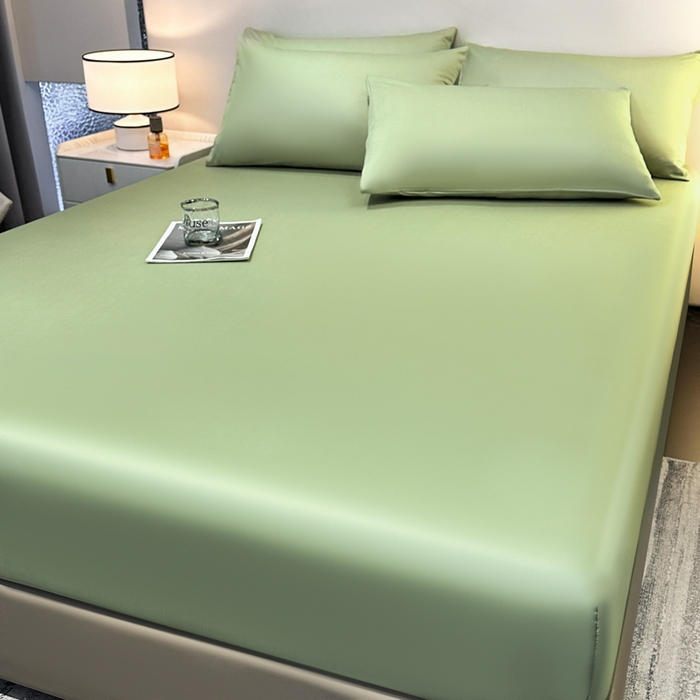 91家纺网 家纺一手货源 找家纺 菲梵家纺 2025新款纯色60支莱赛尔天丝单品系列-单床笠（提供买家秀） 柳叶青