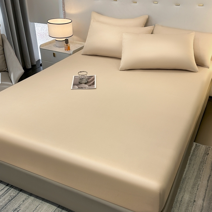 91家纺网 家纺一手货源 找家纺 菲梵家纺 2025新款纯色60支莱赛尔天丝单品系列-单床笠（提供买家秀） 香槟金