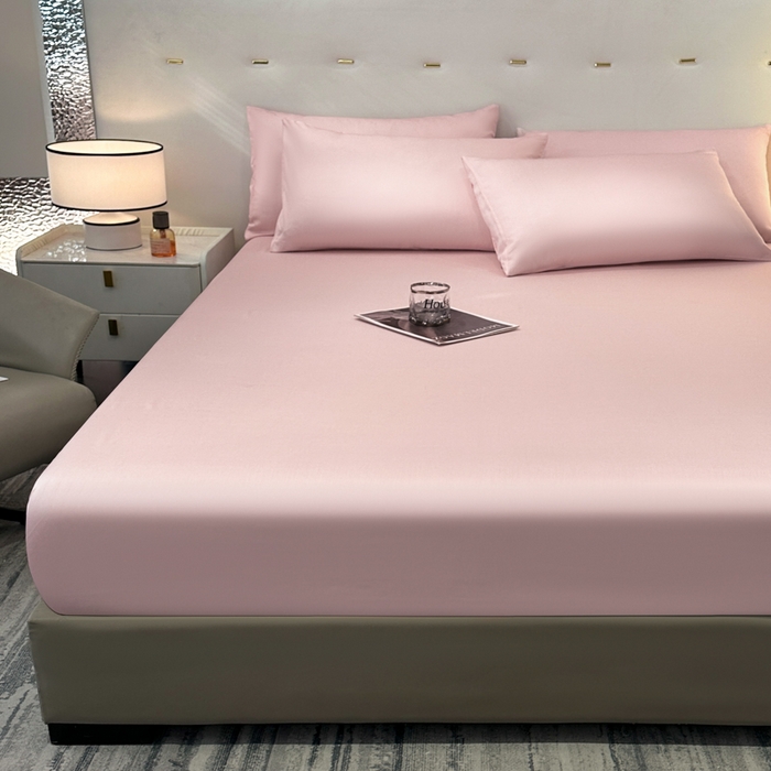 91家纺网 家纺一手货源 找家纺 菲梵家纺 2025新款纯色60支莱赛尔天丝单品系列-单床笠（提供买家秀） 水蜜粉