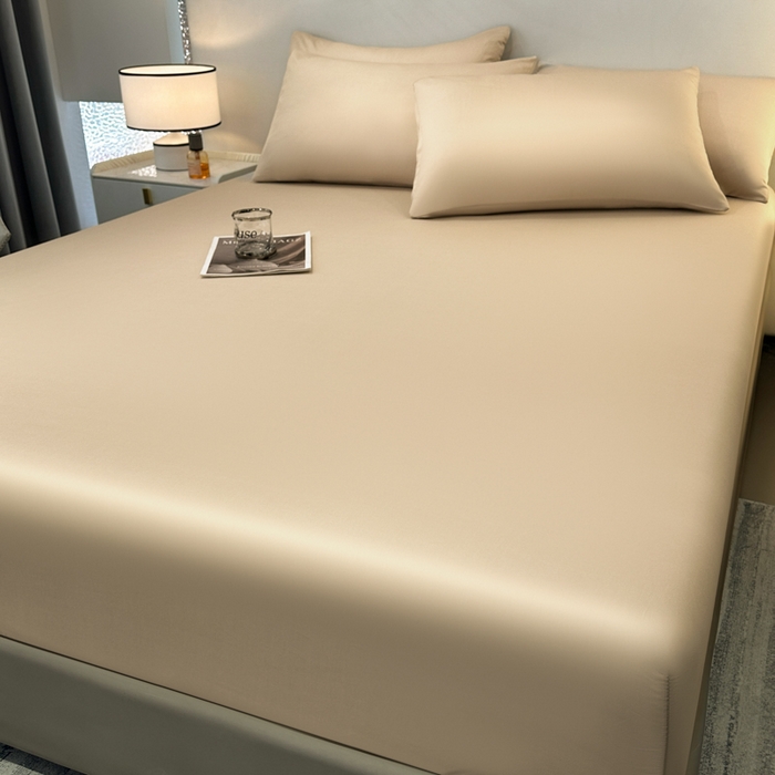 91家纺网 家纺一手货源 找家纺 菲梵家纺 2025新款纯色60支莱赛尔天丝单品系列-单床笠（提供买家秀） 香槟金