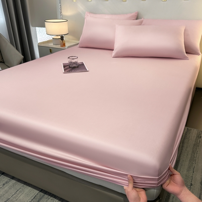 91家纺网 家纺一手货源 找家纺 菲梵家纺 2025新款纯色60支莱赛尔天丝单品系列-单床笠（提供买家秀） 水蜜粉