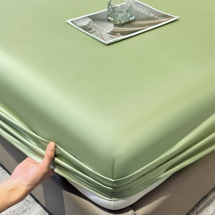 91家纺网 家纺一手货源 找家纺 菲梵家纺 2025新款纯色60支莱赛尔天丝单品系列-单床笠（提供买家秀） 柳叶青