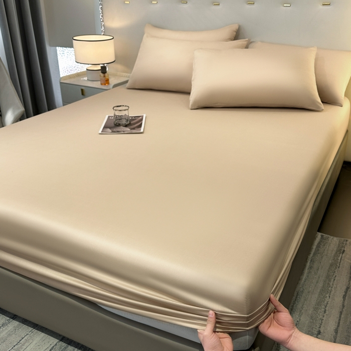 91家纺网 家纺一手货源 找家纺 菲梵家纺 2025新款纯色60支莱赛尔天丝单品系列-单床笠（提供买家秀） 香槟金