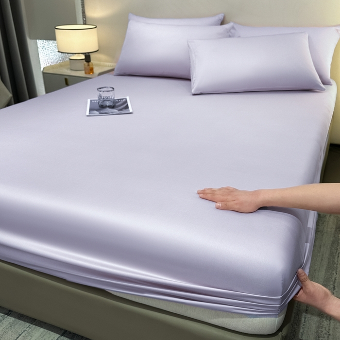 91家纺网 家纺一手货源 找家纺 菲梵家纺 2025新款纯色60支莱赛尔天丝单品系列-单床笠（提供买家秀） 暮光紫