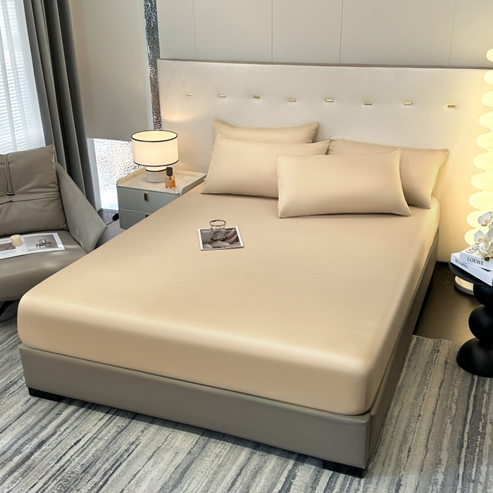 91家纺网 家纺一手货源 找家纺 菲梵家纺 2025新款纯色60支莱赛尔天丝单品系列-单床笠（提供买家秀） 香槟金