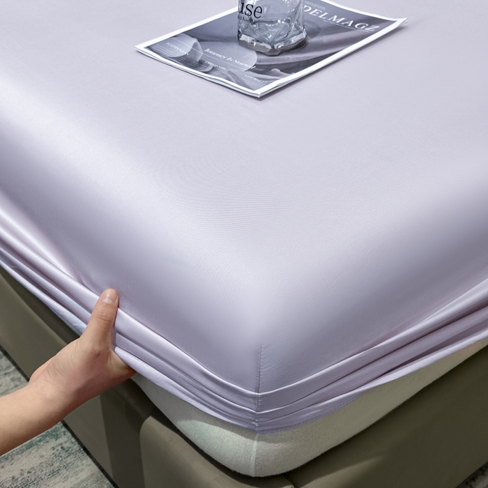 91家纺网 家纺一手货源 找家纺 菲梵家纺 2025新款纯色60支莱赛尔天丝单品系列-单床笠（提供买家秀） 暮光紫