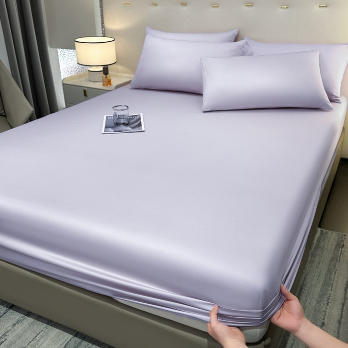 91家纺网 家纺一手货源 找家纺 菲梵家纺 2025新款纯色60支莱赛尔天丝单品系列-单床笠（提供买家秀） 暮光紫