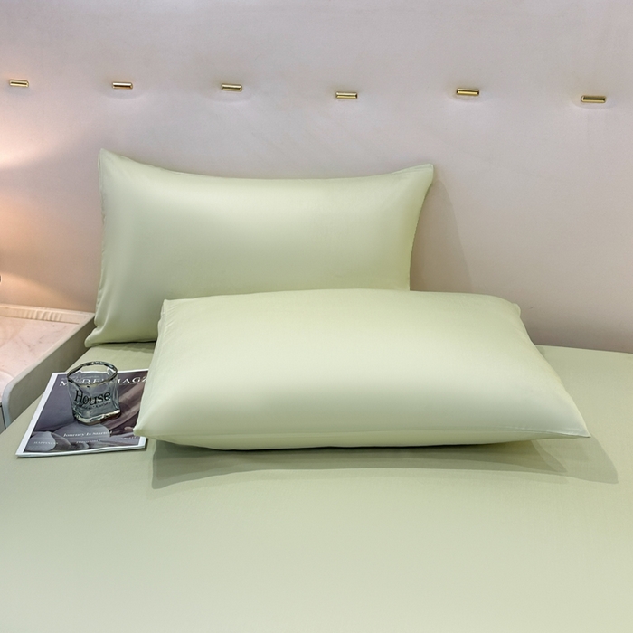 91家纺网 家纺一手货源 找家纺 菲梵家纺 2025新款纯色60支莱赛尔天丝单品系列-单床笠（提供买家秀） 奶油绿