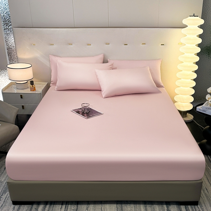 91家纺网 家纺一手货源 找家纺 菲梵家纺 2025新款纯色60支莱赛尔天丝单品系列-单床笠（提供买家秀） 水蜜粉