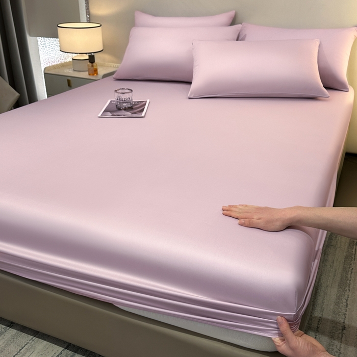 91家纺网 家纺一手货源 找家纺 菲梵家纺 2025新款纯色60支莱赛尔天丝单品系列-单床笠（提供买家秀） 莱特粉